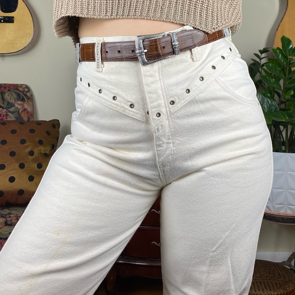 High-waisted Cream Jeans by Denum - VTG 11
